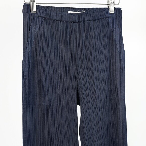 Pleats Please Issey Miyake Navy Straight-Leg Pants - Picture 3 of 7